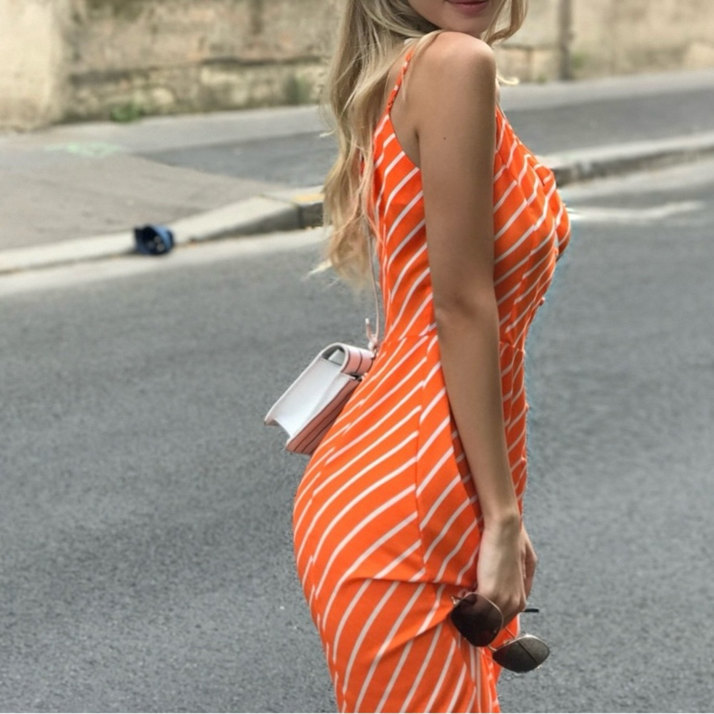 Warehouse Orange Strap Dress - Picture 6 of 14